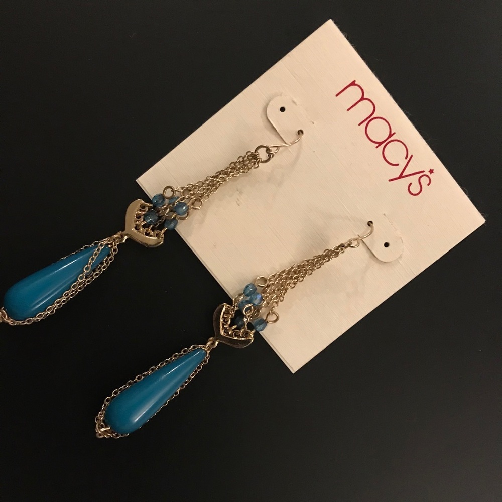 Turquoise and Gold Teardrop Earrings